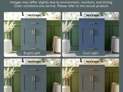 Modern Bathroom Vanity With Integrated Ceramic Sink, 2 Door Cabinet With Tip-Out Drawer