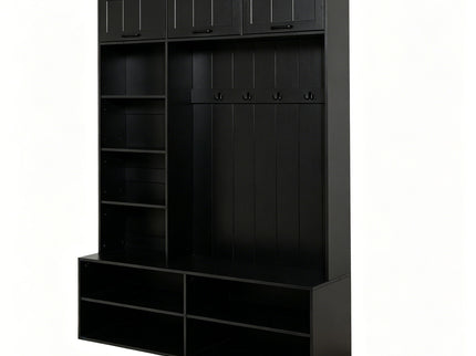 Farmhouse Hall Tree & Bench And Shoe Storage