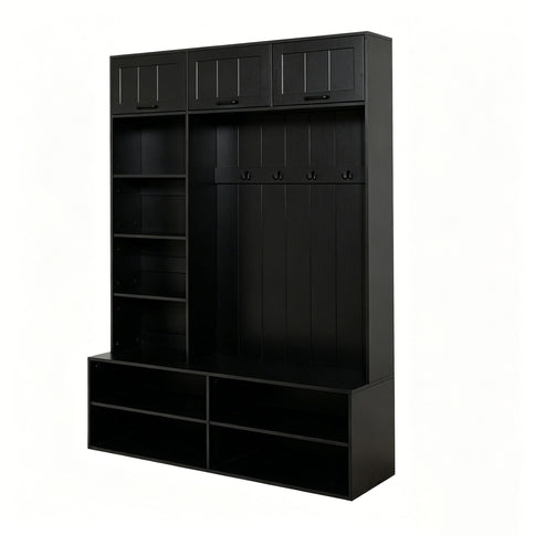 Farmhouse Hall Tree & Bench And Shoe Storage