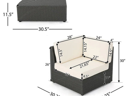 Santa Cruz - Outdoor 8 Piece Sectional Set - Dark Brown