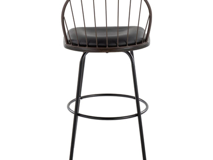 Riley - Claire Farmhouse Fixed Height Barstool With Swivel With Round Footrest (Set of 2)