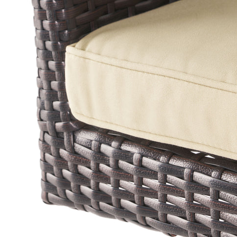 Outdoor Modern Rattan Swivel Barstool With Tapered Legs - Beige / Multibrown