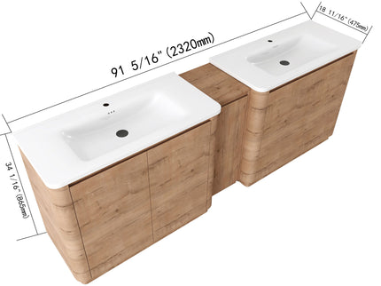 Soft Close Door Freestanding Bathroom Vanity With Sink, 1 Small Storage Cabinet