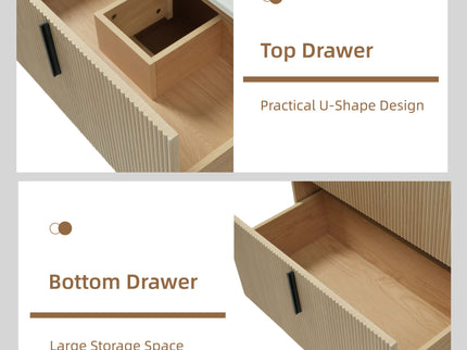 Bathroom Vanity With Ceramic Sink, Fluted Design