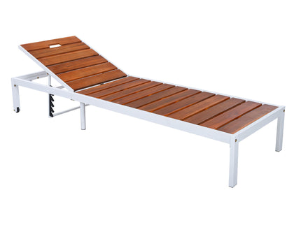 Outdoor Chaise Pool Lounge Chairs With Adjustable Backrest - Brown / White
