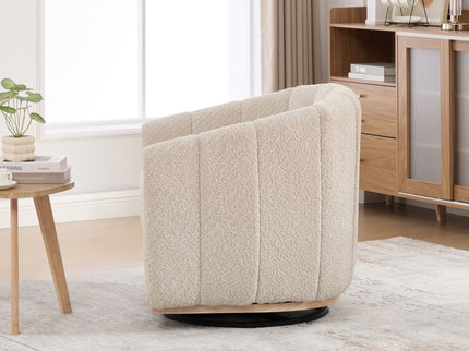 Swivel Upholstered Barrel Chair With Metal Base