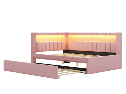Upholstered Platform Bed With USB Ports And LED Belt