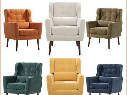 Modern Accent Chair Upholstered Foam Filled Living Room Chairs Comfy Reading Chair Mid-Century Modern Chair With Fabric Lounge Arm Chairs Armchair For Living Room Bedroom