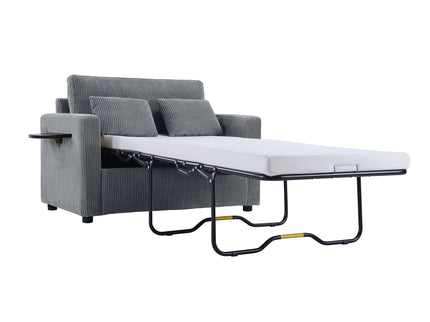 Sleeper Sofa With Foldable Mattress, USB Ports, Side Table & Storage Pocket