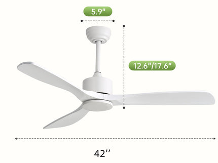 42" Ceiling Fan With DC Reversible Motor, 3 Blades, Timer Function