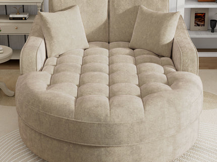 Modern Chaise Lounge Upholstered Sofa Couch With Tufted Seat And Detachable Pillows For Living Room