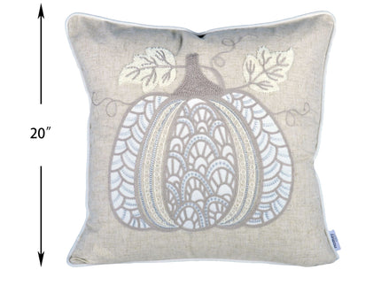 Lace Embroidered Pumpkin Throw Pillow - Natural
