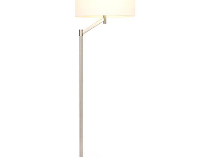 Serene - Floor Lamp With Rotary Switch Base Linen Shade - Brushed Nickel / White