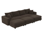 Dark Brown / 4 Pc. Sectional Sofa, 3 Ottomans