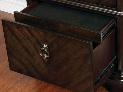 Nightstand With Carved Details, 2 Drawer - Espresso