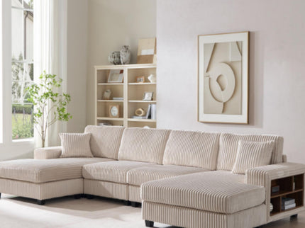U-Shaped Convertible Sofa, 4 Seater Large Living Room Lounge
