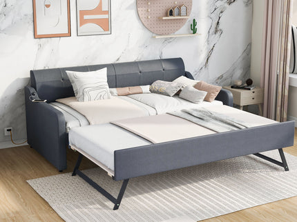 Upholstered Daybed With Trundle And USB Charging