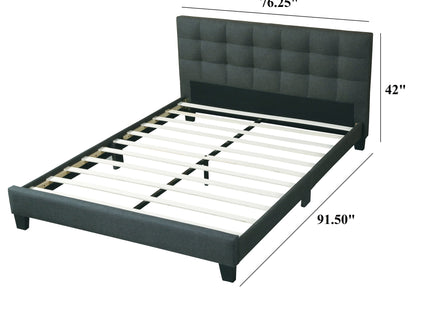 California King Size Tufted Headboard Platform Bedframe, Bedroom Furniture - Charcoal