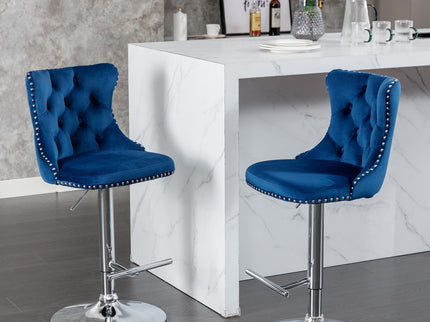Swivel Barstools Adjusatble Seat Height From 25-33", Modern Upholstered Base Bar Stools With Backs Comfortable Tufted For Home Pub And Kitchen Island (Set of 2)