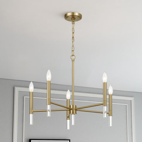 Courtyard - 5 Light Candle Chandelier - Clear / Gold