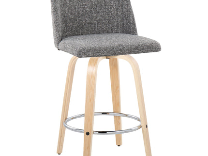 Toriano - Contemporary Fixed-Height Counter Stool With Swivel And Round Footrest (Set of 2)