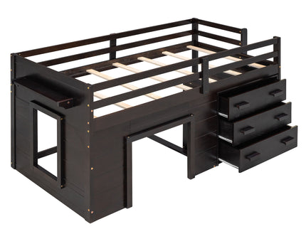 Loft Bed With Cabinet And Shelf