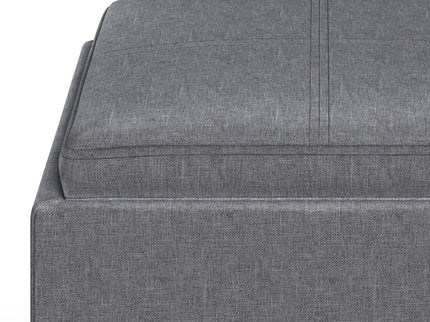 Rockwood - Upholstered Cube Storage Ottoman With Tray