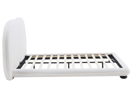 Queen Size Upholstered Platform Bed Frame With Split Headboard - White