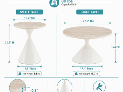 2 Piece Coffee Round Table Set