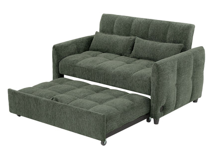 Loveseat Sofa Pull-Out Bed With Adjustable Backrest, 3 USB Ports And 2 Lumbar Pillows For Living Room