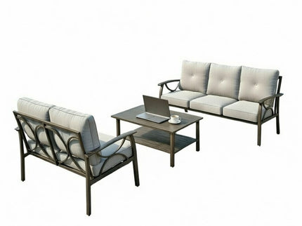 Patio Furniture Set With Coffee Table And Cushions For Backyard