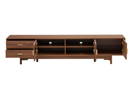 Modern TV Stand With Fluted Glass Doors & 2 Drawers