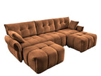 Orange / 3 Pc. 3 Seater Sectional, 2 Ottomans