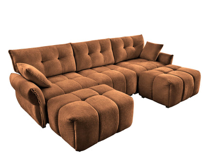 Sofa Set With Ottoman And Pillows, Textured, High Resilience Cushions