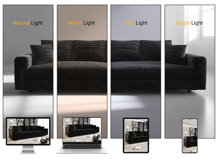 Deep Seat Convertible Sofa With Soft Pillows And Ottomans
