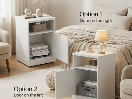 Nightstand With Door & Shelf, 2 Drawer Side Table