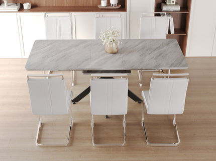 Modern Extendable Dining Table Set With Soft Padded Armless Chairs