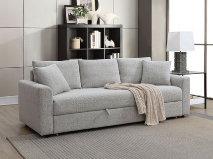 Connie - Boucle Sleeper Sectional Sofa With 2 Toss Pillows - Beige