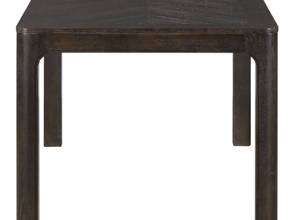Rectangular Dining Table With Parquet Top, Rounded Corners