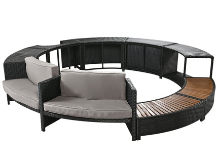 Spa Surround Spa Frame Patio Rattan Sofa Set With Storage Spaces, Mini Sofa And Comfortable Cushion For Patio, Backyard