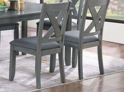 7 Piece Dining Room Furniture, Table And 6 Chairs Set - Gray