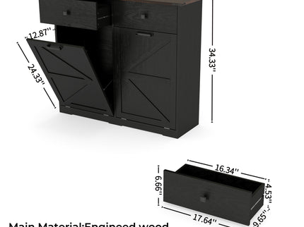 Double Tilt Out Trash Cabinet With Hideaway Drawer And Barn Door Style