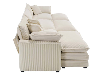 Modern Oversized Modular Cushion Sofa With Ottoman, Low Back, Deep Seating Sofa Set
