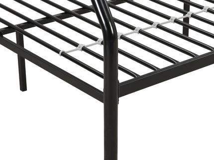 Modern Twin Over Full Metal Bunk Bed With Trundle And Dual Side Ladder And Metal Design - Black / Brown