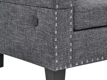 Camden - Power Sectional Sofa With Storage Ottoman And Built In Charging Ports - Gray
