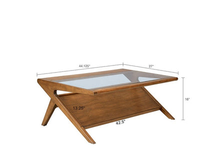 Coffee Table With Tempered Glass Top - Walnut