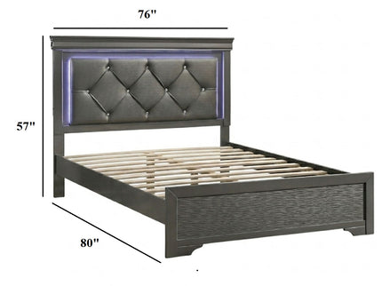 Tufted Headboard Bed With LED Lighting