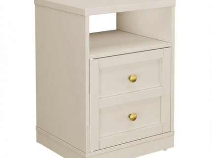 Nightstand With Door & Shelf, 2 Drawer Side Table