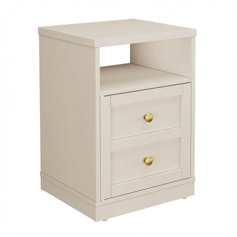 Nightstand With Door & Shelf, 2 Drawer Side Table
