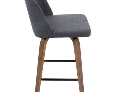 Toriano - Mid Century Modern Fixed Height Counter Stool & Square Footrest (Set of 2)